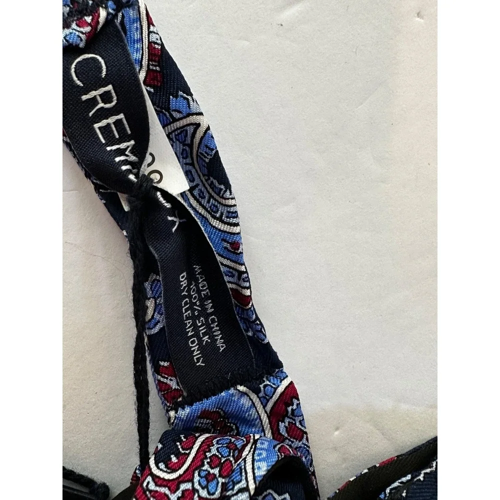 Cremieux Bow Tie Plaid Paisley Red Blue Green Brown 100% Silk Cotton Set 4 NEW